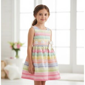 NWT Bonnie Jean Pastel Stripe Party Dress – Size 10